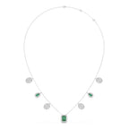 Emerald & Diamond Drop Necklace – Luxury Gold Chain with Green and White Stones