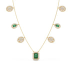 Emerald & Diamond Drop Necklace – Luxury Gold Chain with Green and White Stones