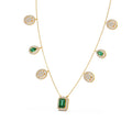 Emerald & Diamond Drop Necklace – Luxury Gold Chain with Green and White Stones