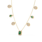 Emerald & Diamond Drop Necklace – Luxury Gold Chain with Green and White Stones