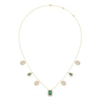 Emerald & Diamond Drop Necklace – Luxury Gold Chain with Green and White Stones