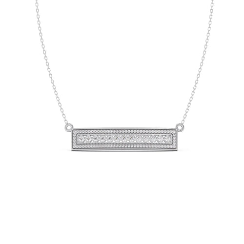 Bar Pendant Necklace with Round Brilliant-Cut Diamonds – Geometric Diamond Necklace in Yellow, Rose & White Gold