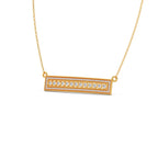 Bar Pendant Necklace with Round Brilliant-Cut Diamonds – Geometric Diamond Necklace in Yellow, Rose & White Gold