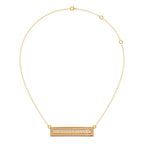 Bar Pendant Necklace with Round Brilliant-Cut Diamonds – Geometric Diamond Necklace in Yellow, Rose & White Gold