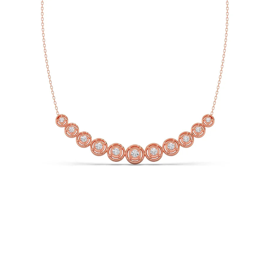 Round Diamond Cascade Necklace – Elegant Circle Design in Yellow, Rose & Silver Gold