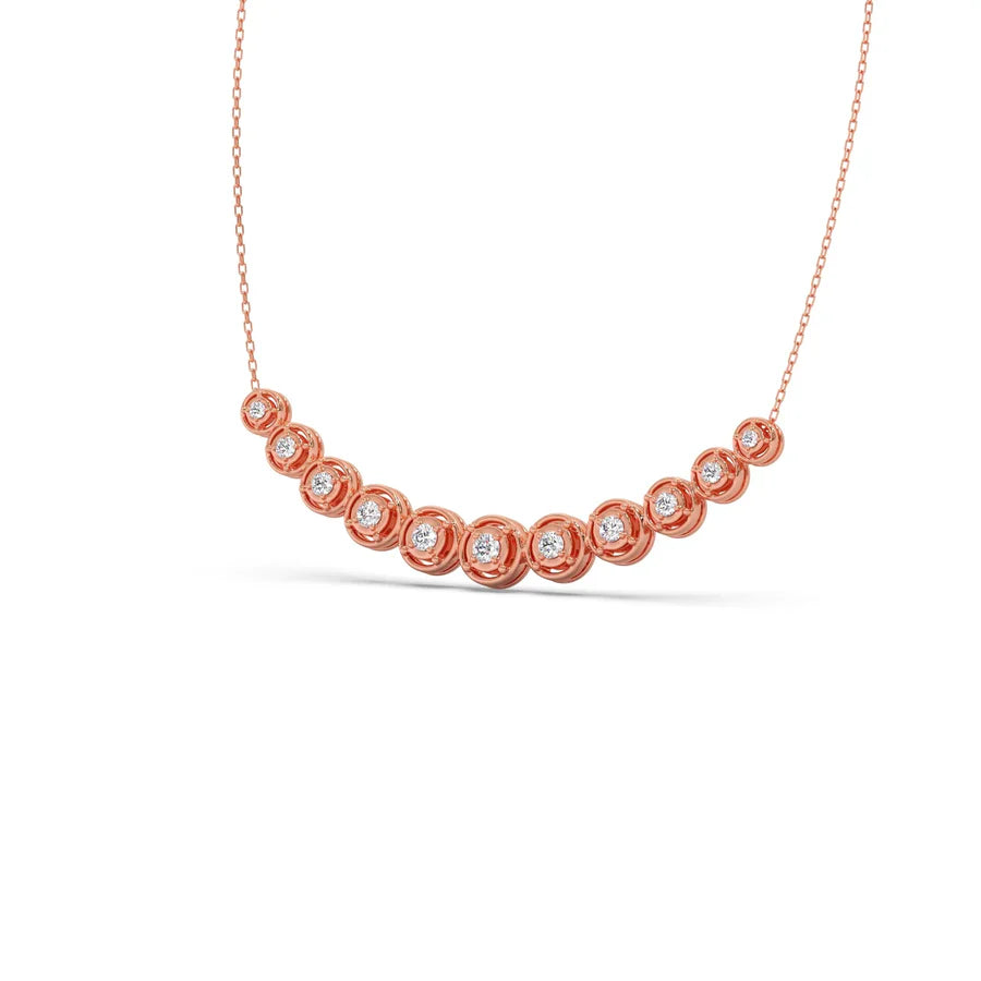Round Diamond Cascade Necklace – Elegant Circle Design in Yellow, Rose & Silver Gold