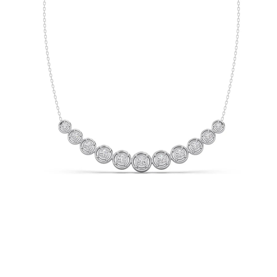 Round Diamond Cascade Necklace – Elegant Circle Design in Yellow, Rose & Silver Gold