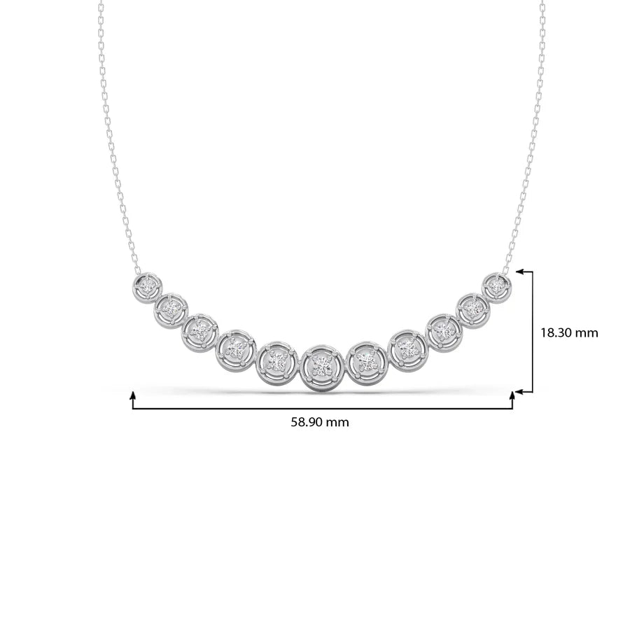 Round Diamond Cascade Necklace – Elegant Circle Design in Yellow, Rose & Silver Gold