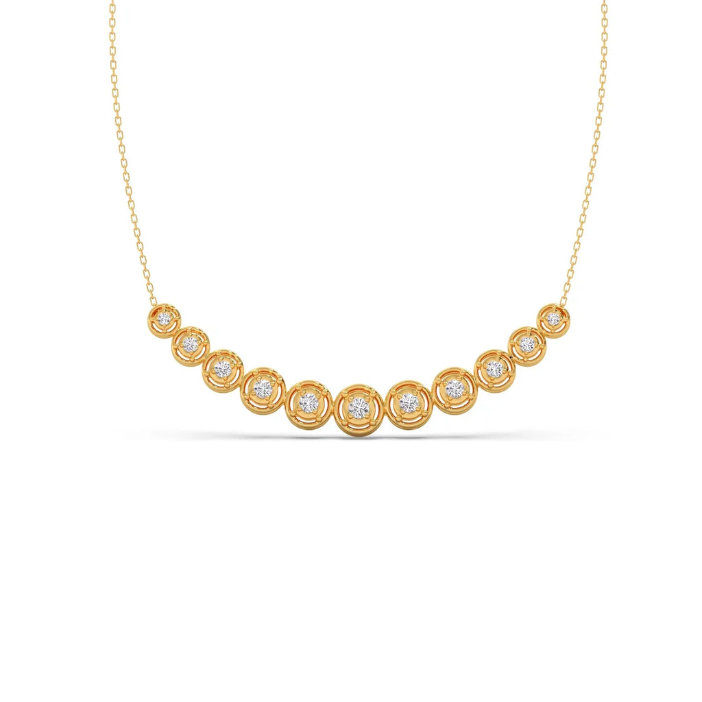 Round Diamond Cascade Necklace – Elegant Circle Design in Yellow, Rose & Silver Gold