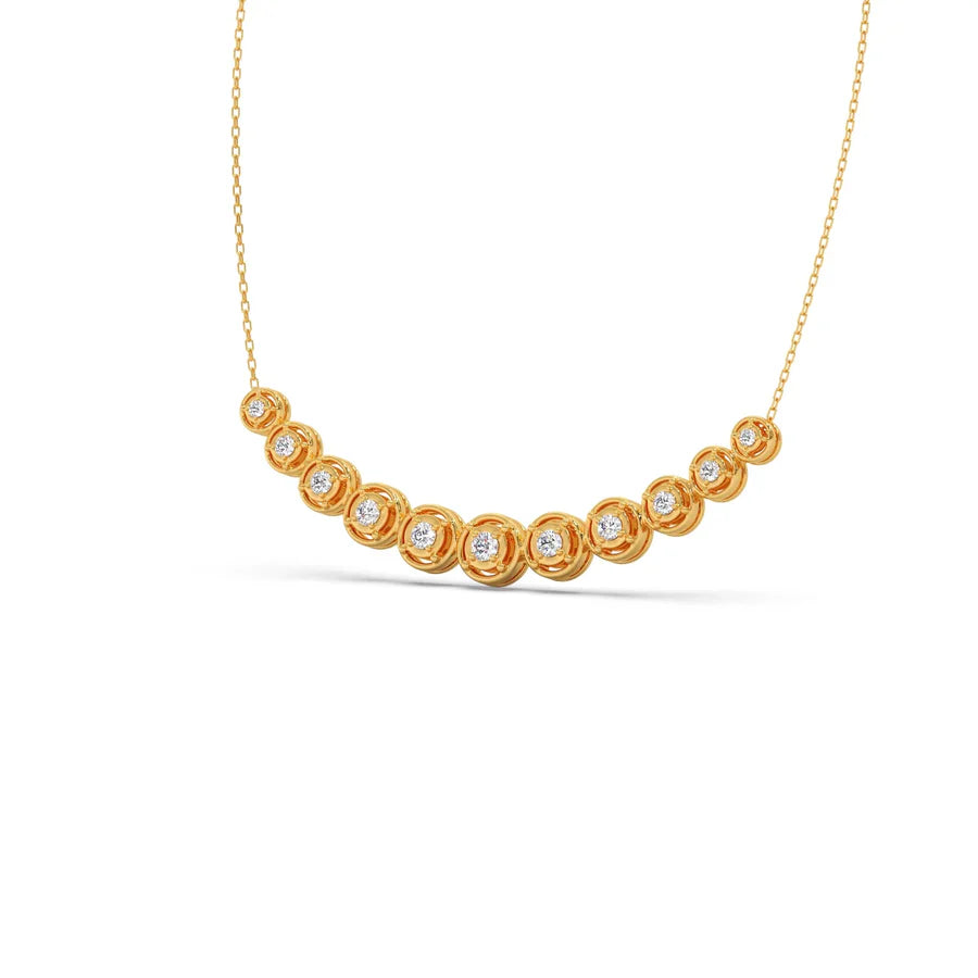 Round Diamond Cascade Necklace – Elegant Circle Design in Yellow, Rose & Silver Gold