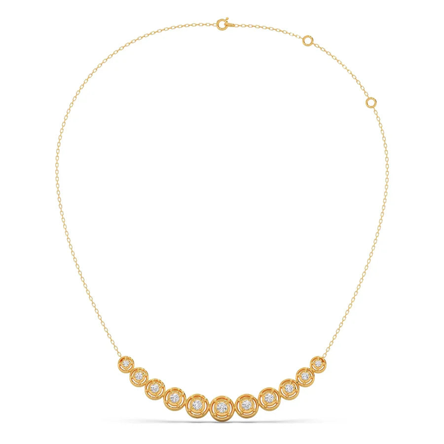 Round Diamond Cascade Necklace – Elegant Circle Design in Yellow, Rose & Silver Gold