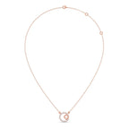 Diamond Circle Necklace with Clover Cutout – Elegant Pendant in Yellow Gold