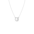 Diamond Circle Necklace with Clover Cutout – Elegant Pendant in Yellow Gold