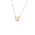 Diamond Circle Necklace with Clover Cutout – Elegant Pendant in Yellow Gold