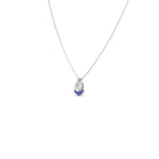 Pear Drop Diamond Pendant Necklace – Blue & White Gemstones in Gold