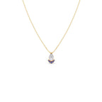 Pear Drop Diamond Pendant Necklace – Blue & White Gemstones in Gold
