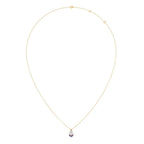 Pear Drop Diamond Pendant Necklace – Blue & White Gemstones in Gold