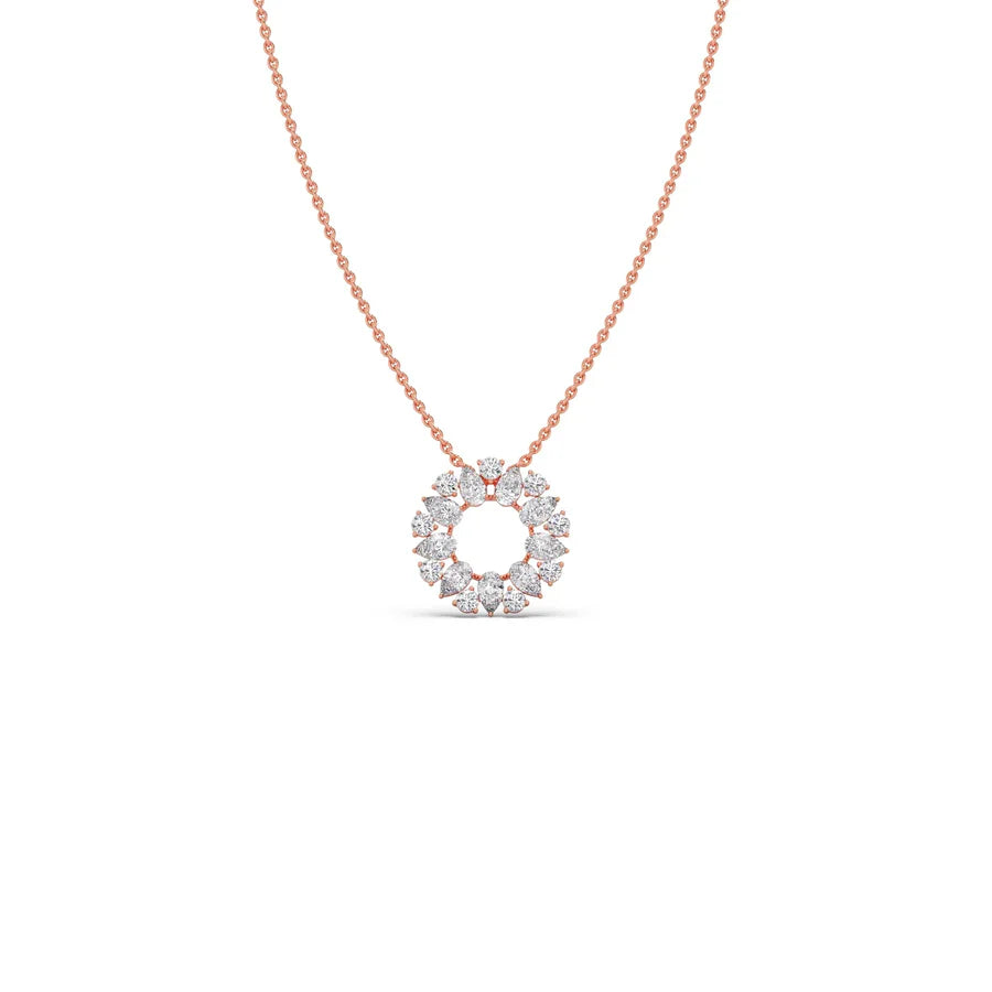 Diamond Circle Pendant Necklace – Sparkling Round Design in Yellow, Rose & Silver Gold