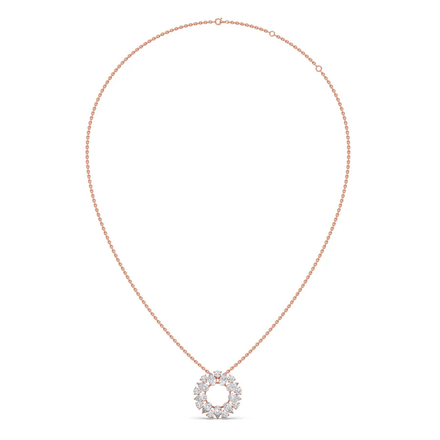 Diamond Circle Pendant Necklace – Sparkling Round Design in Yellow, Rose & Silver Gold