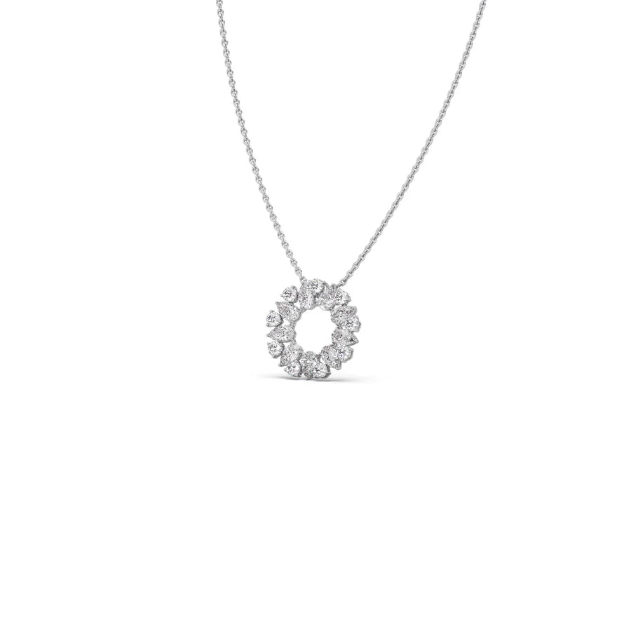 Diamond Circle Pendant Necklace – Sparkling Round Design in Yellow, Rose & Silver Gold