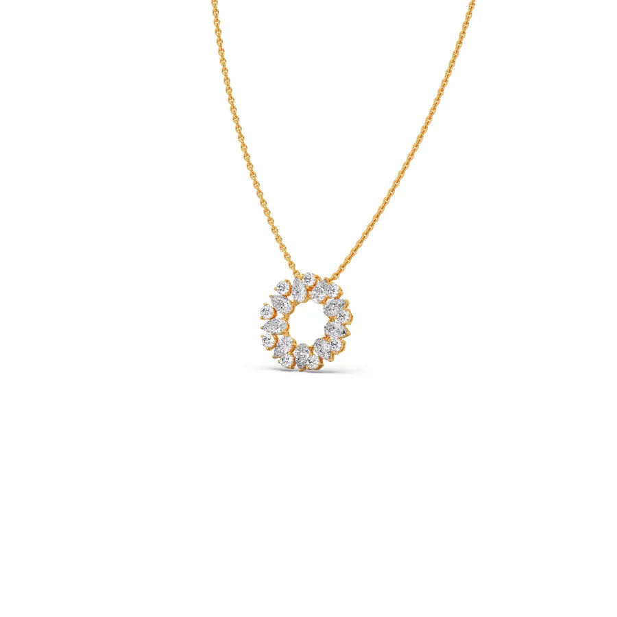 Diamond Circle Pendant Necklace – Sparkling Round Design in Yellow, Rose & Silver Gold