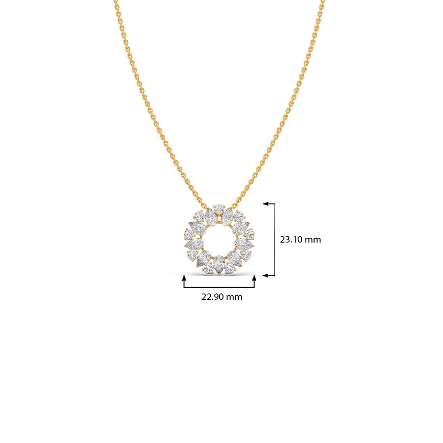 Diamond Circle Pendant Necklace – Sparkling Round Design in Yellow, Rose & Silver Gold