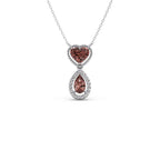Brown Heart & Drop Pendant Necklace – Double Stone Gold Chain with Diamond Halo