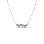 Multi-Shaped Gemstone Necklace in Yellow Gold – Pink & Blue Stone Pendant