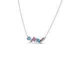 Multi-Shaped Gemstone Necklace in Yellow Gold – Pink & Blue Stone Pendant