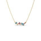 Multi-Shaped Gemstone Necklace in Yellow Gold – Pink & Blue Stone Pendant