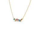 Multi-Shaped Gemstone Necklace in Yellow Gold – Pink & Blue Stone Pendant