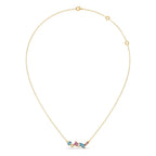 Multi-Shaped Gemstone Necklace in Yellow Gold – Pink & Blue Stone Pendant