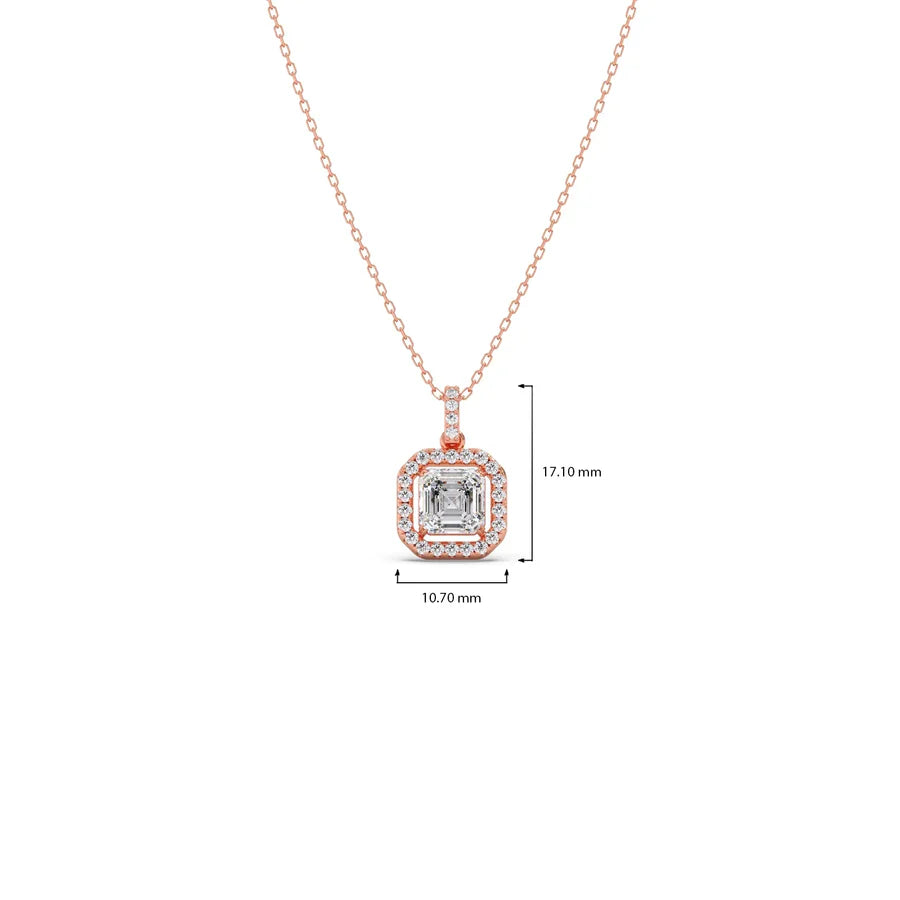 Square Halo Diamond Pendant Necklace – Elegant Sparkle in Gold, Rose Gold & Silver