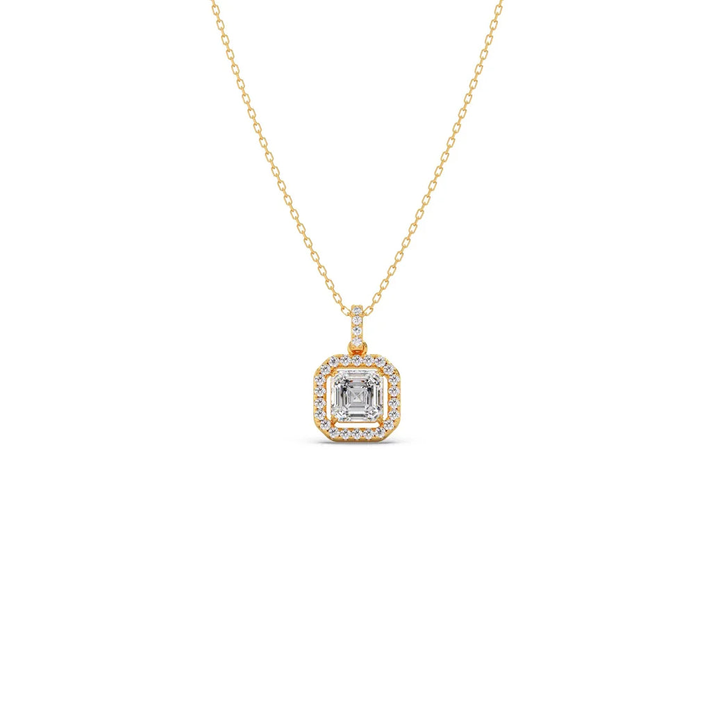 Square Halo Diamond Pendant Necklace – Elegant Sparkle in Gold, Rose Gold & Silver