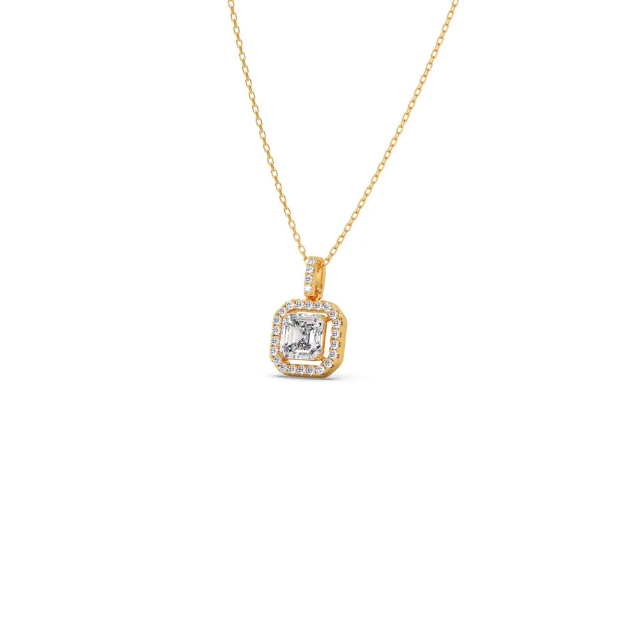 Square Halo Diamond Pendant Necklace – Elegant Sparkle in Gold, Rose Gold & Silver