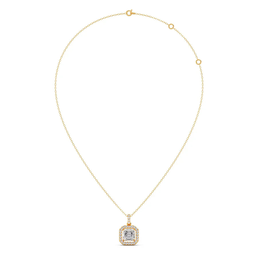 Square Halo Diamond Pendant Necklace – Elegant Sparkle in Gold, Rose Gold & Silver