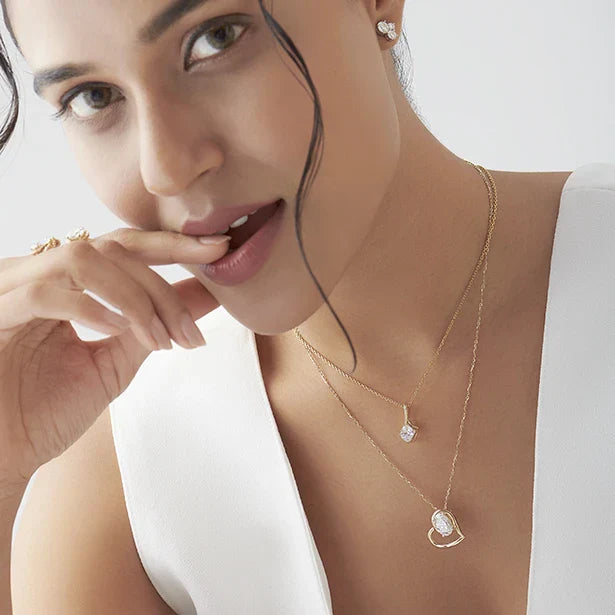 Open Heart Diamond Necklace – Gold Chain Pendant for Her