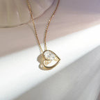 Open Heart Diamond Necklace – Gold Chain Pendant for Her