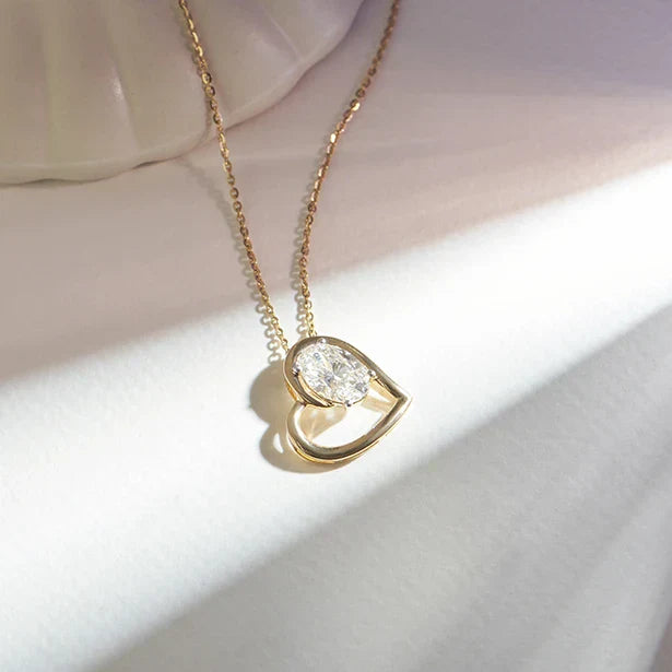 Open Heart Diamond Necklace – Gold Chain Pendant for Her