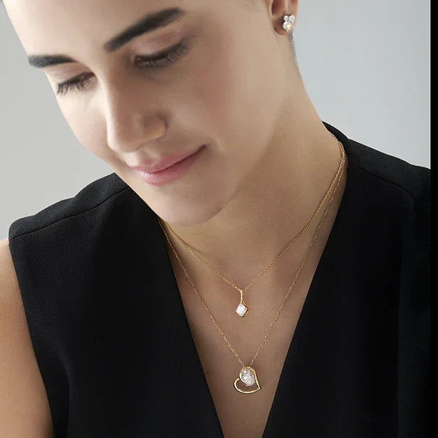 Open Heart Diamond Necklace – Gold Chain Pendant for Her