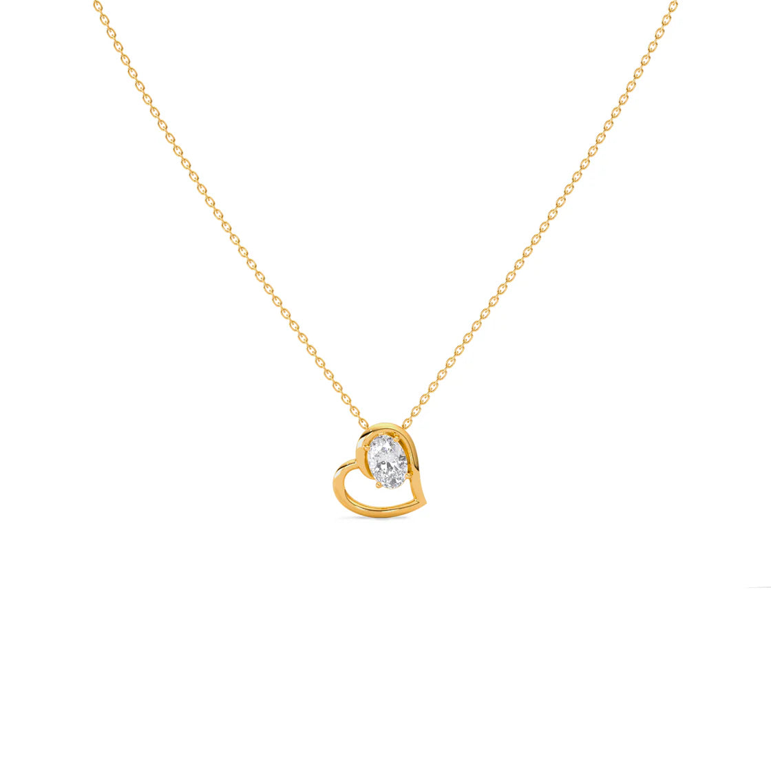 Open Heart Diamond Necklace – Gold Chain Pendant for Her