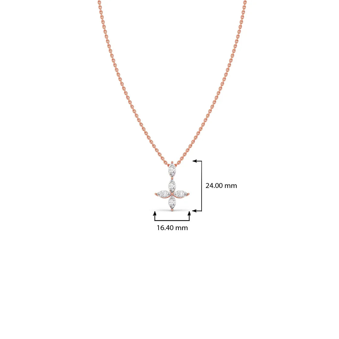 Marquise Diamond Flower Necklace for Women – Yellow, Rose & Silver Gold Pendant