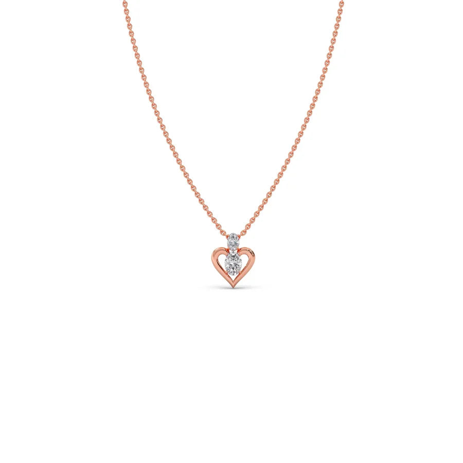 Heart Diamond Pendant Necklace – Yellow, Rose & White Gold Love Charm for Women