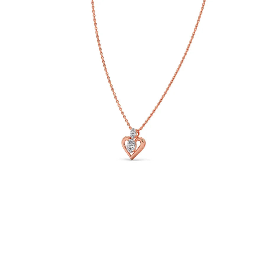 Heart Diamond Pendant Necklace – Yellow, Rose & White Gold Love Charm for Women