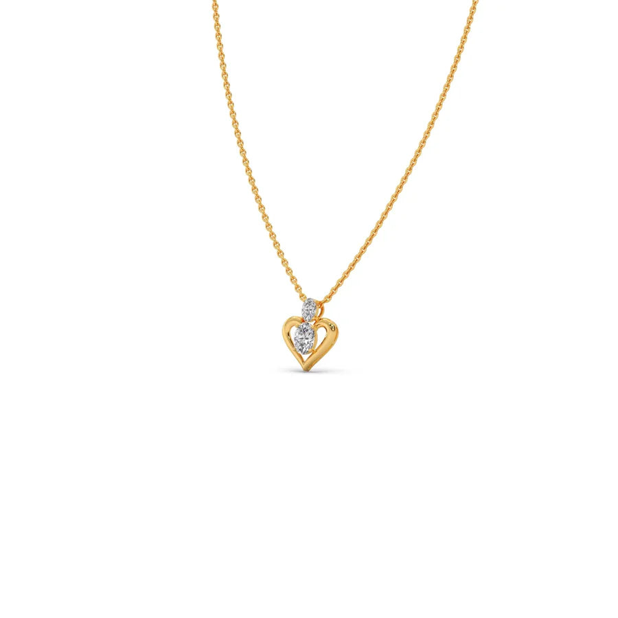 Heart Diamond Pendant Necklace – Yellow, Rose & White Gold Love Charm for Women