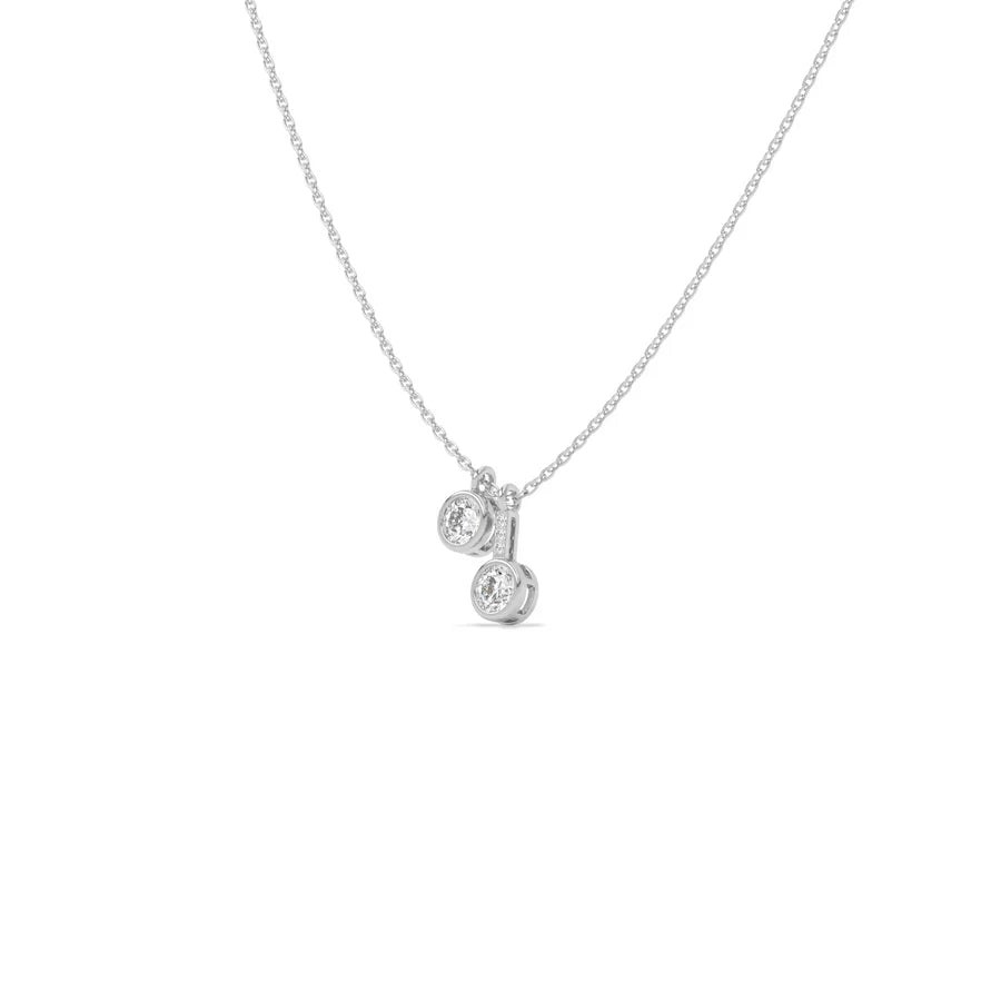 Double Round Diamond Drop Pendant Necklace in Yellow Gold – Modern Sparkle