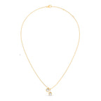 Double Round Diamond Drop Pendant Necklace in Yellow Gold