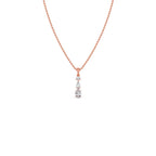 Vertical Three-Stone Diamond Pendant Necklace – Classic Gold Necklace for Women