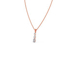 Vertical Three-Stone Diamond Pendant Necklace – Classic Gold Necklace for Women