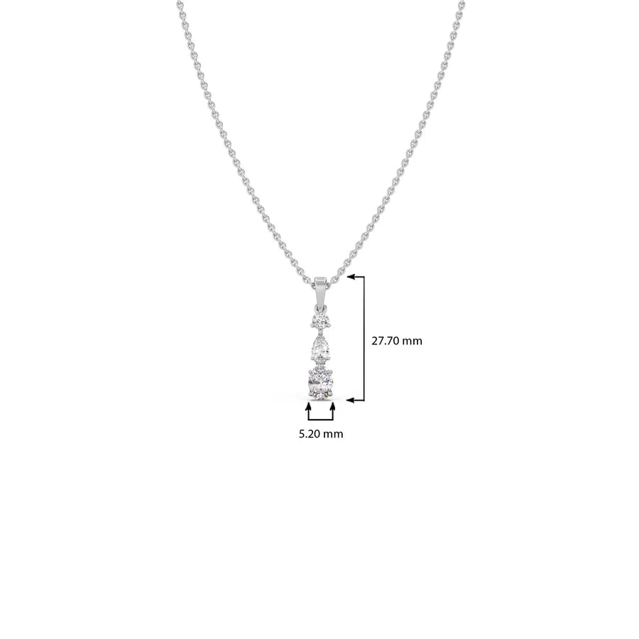 Vertical Three-Stone Diamond Pendant Necklace – Classic Gold Necklace for Women